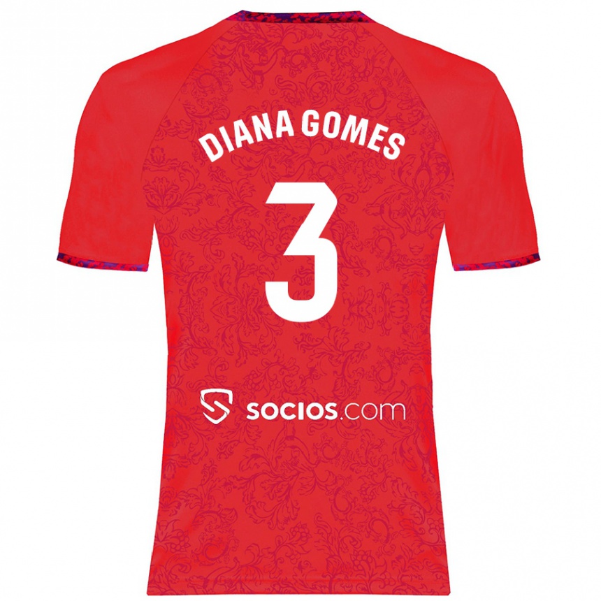 Niño Fútbol Camiseta Diana Catarina Ribeiro Gomes #3 Rojo 2ª Equipación 2024/25 Argentina