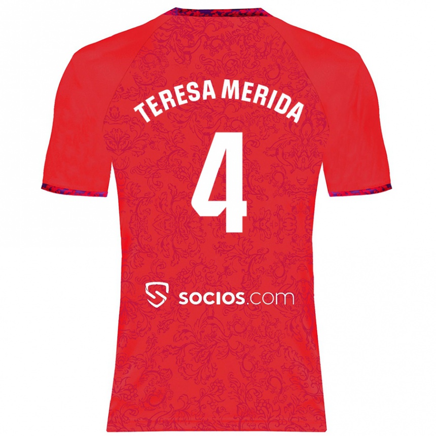 Niño Fútbol Camiseta Teresa Merida #4 Rojo 2ª Equipación 2024/25 Argentina