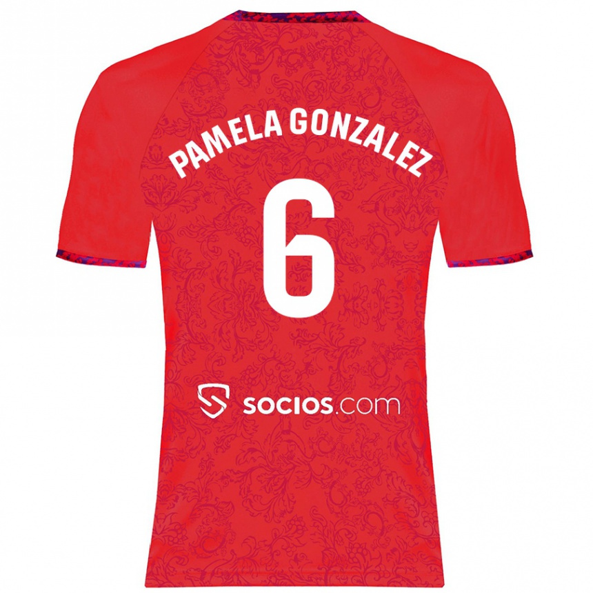 Niño Fútbol Camiseta Cinthia Pamela González Medina #6 Rojo 2ª Equipación 2024/25 Argentina