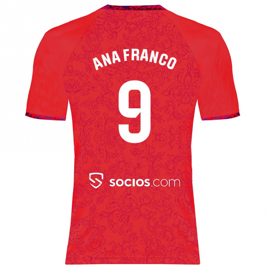 Niño Fútbol Camiseta Ana Franco De La Vega #9 Rojo 2ª Equipación 2024/25 Argentina