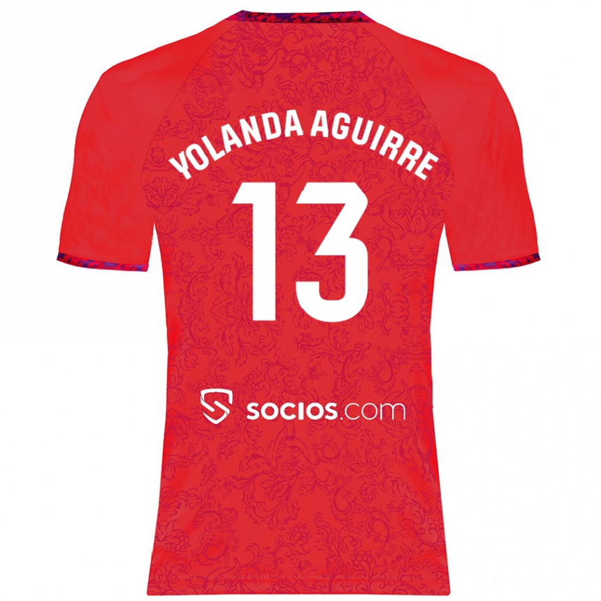 Niño Fútbol Camiseta Yolanda Aguirre Gutiérrez #13 Rojo 2ª Equipación 2024/25 Argentina