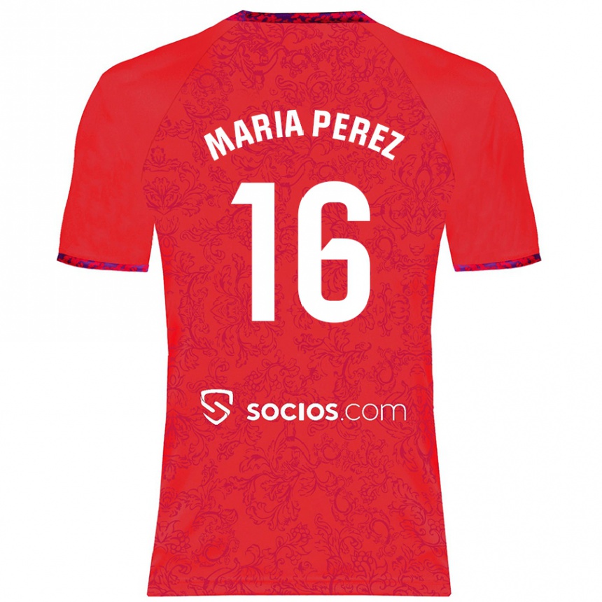 Niño Fútbol Camiseta María Pérez Rabaza #16 Rojo 2ª Equipación 2024/25 Argentina