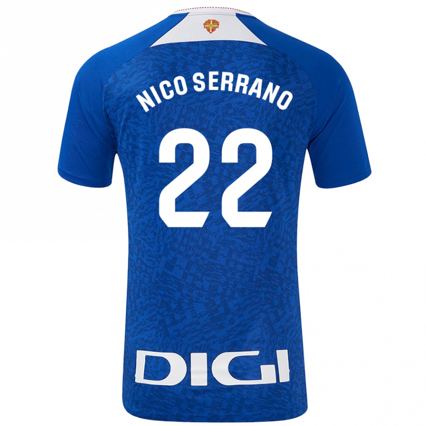 Niño Fútbol Camiseta Nico Serrano #22 Azul Real 2ª Equipación 2024/25 Argentina