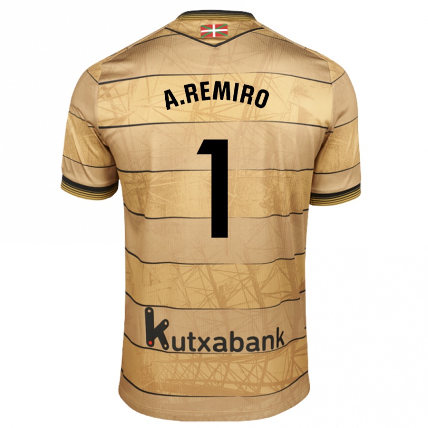 Niño Fútbol Camiseta Álex Remiro #1 Marrón 2ª Equipación 2024/25 Argentina