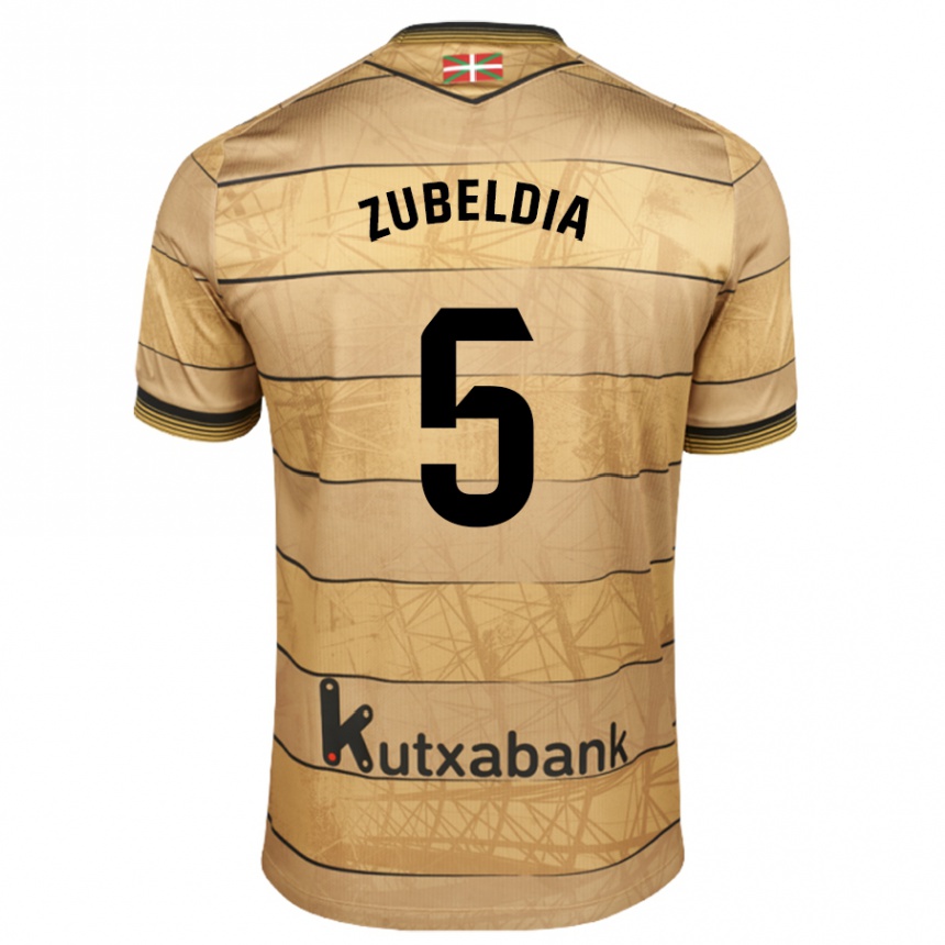 Niño Fútbol Camiseta Igor Zubeldia #5 Marrón 2ª Equipación 2024/25 Argentina