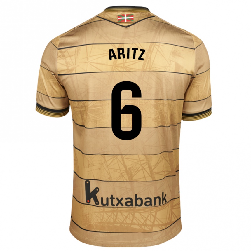 Niño Fútbol Camiseta Aritz Elustondo #6 Marrón 2ª Equipación 2024/25 Argentina