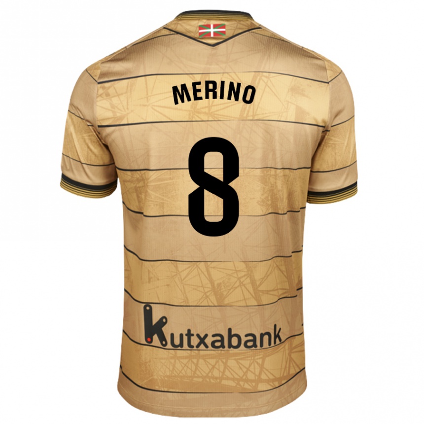 Niño Fútbol Camiseta Mikel Merino #8 Marrón 2ª Equipación 2024/25 Argentina