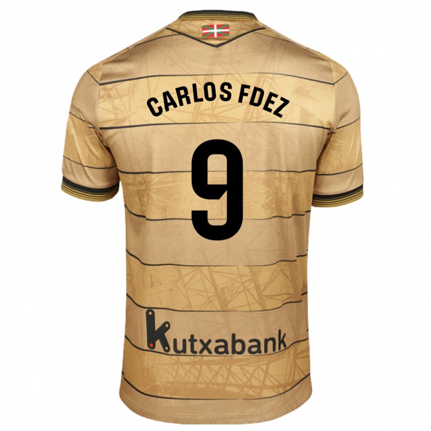 Niño Fútbol Camiseta Carlos Fernández #9 Marrón 2ª Equipación 2024/25 Argentina