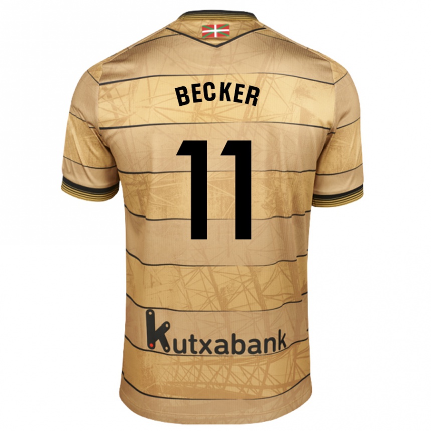 Niño Fútbol Camiseta Sheraldo Becker #11 Marrón 2ª Equipación 2024/25 Argentina