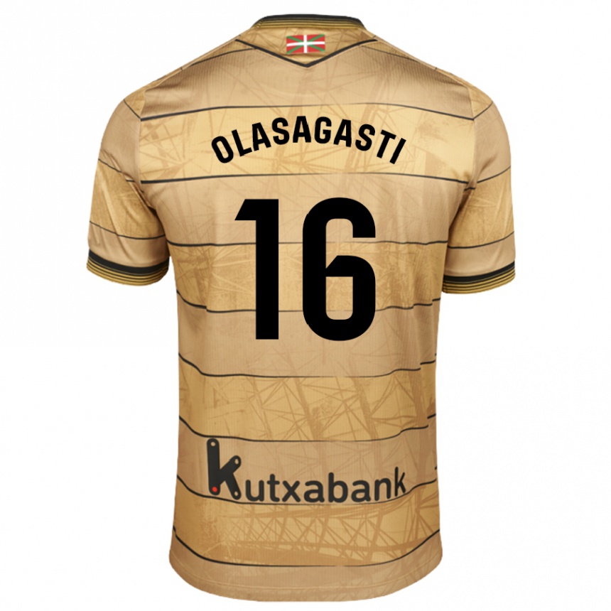 Niño Fútbol Camiseta Jon Ander Olasagasti #16 Marrón 2ª Equipación 2024/25 Argentina