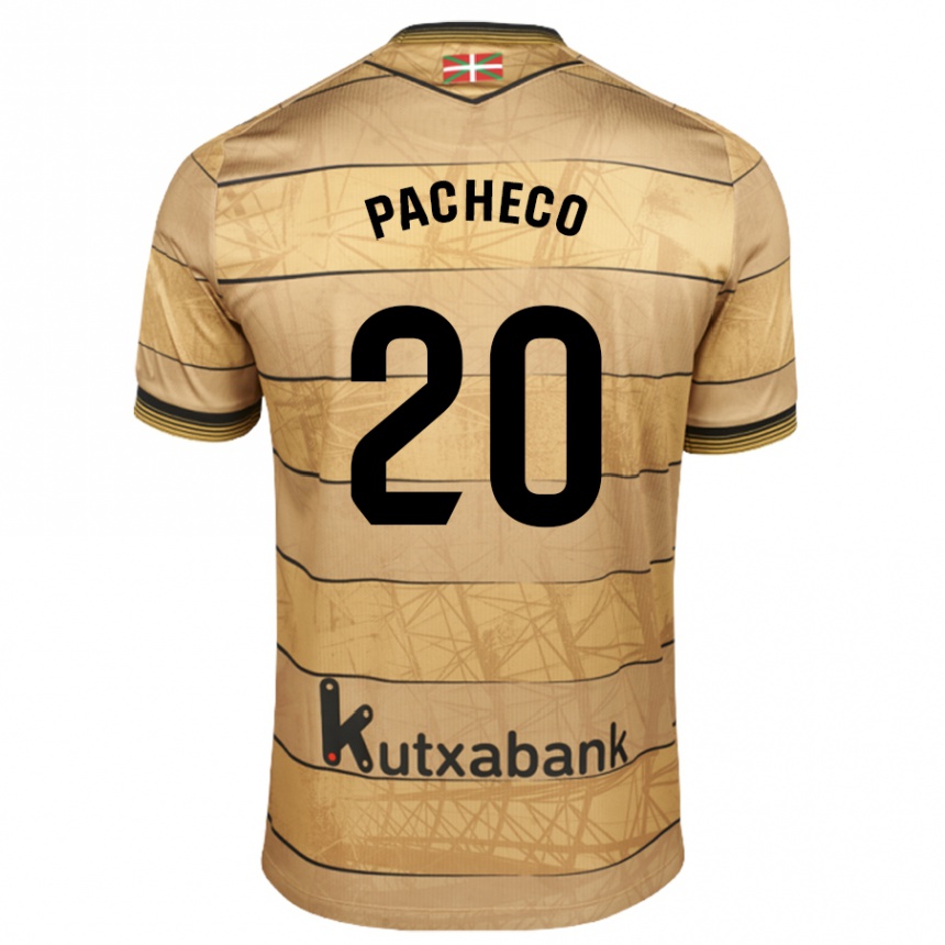 Niño Fútbol Camiseta Jon Pacheco #20 Marrón 2ª Equipación 2024/25 Argentina