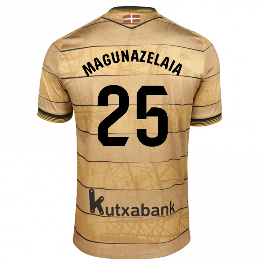 Niño Fútbol Camiseta Jon Magunazelaia #25 Marrón 2ª Equipación 2024/25 Argentina