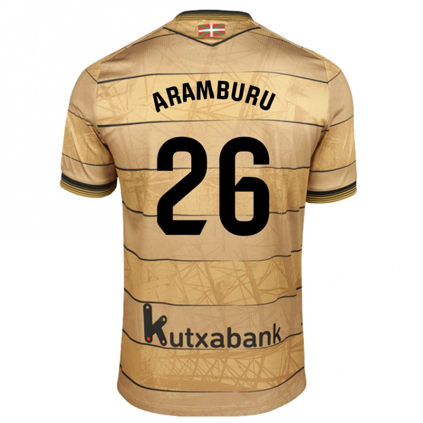 Niño Fútbol Camiseta Jon Aramburu #26 Marrón 2ª Equipación 2024/25 Argentina