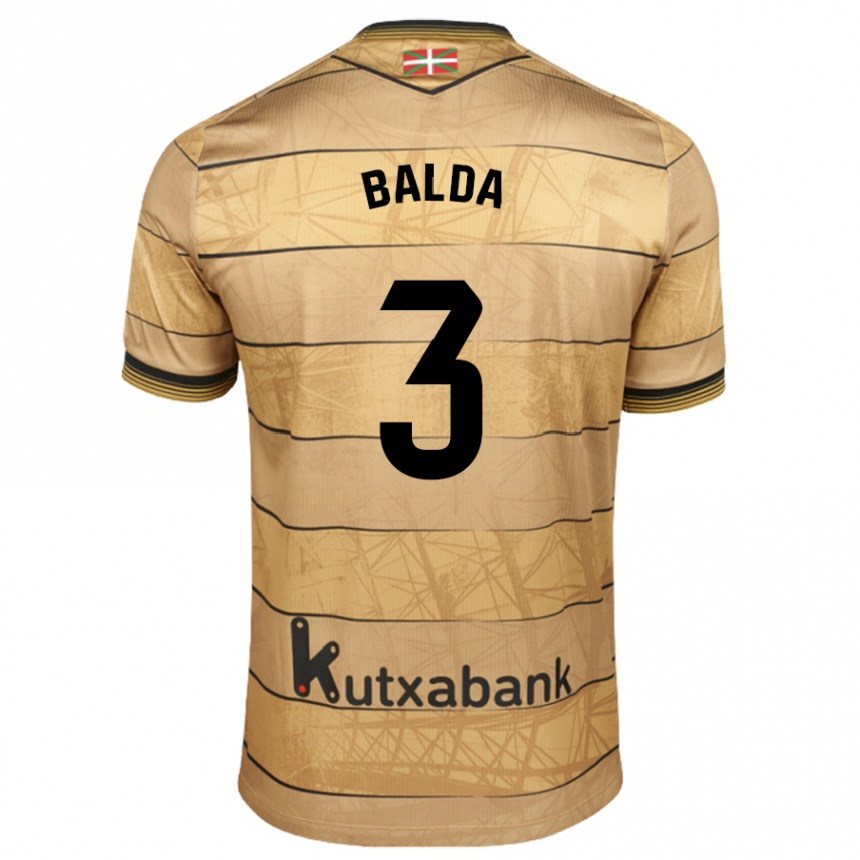 Niño Fútbol Camiseta Jon Balda #3 Marrón 2ª Equipación 2024/25 Argentina