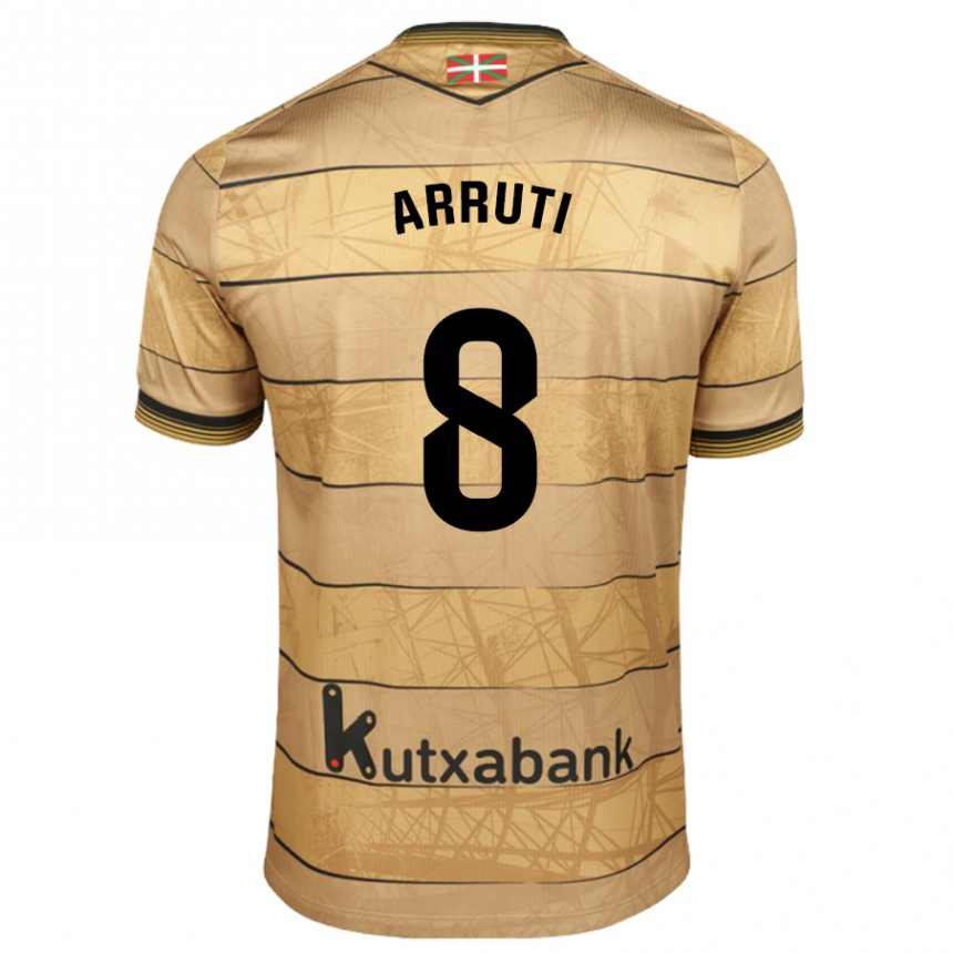 Niño Fútbol Camiseta Martín Arruti #8 Marrón 2ª Equipación 2024/25 Argentina