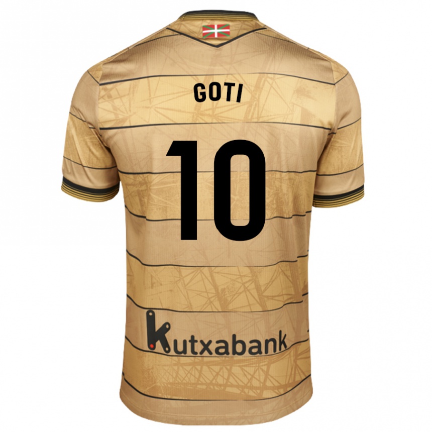 Niño Fútbol Camiseta Mikel Goti #10 Marrón 2ª Equipación 2024/25 Argentina