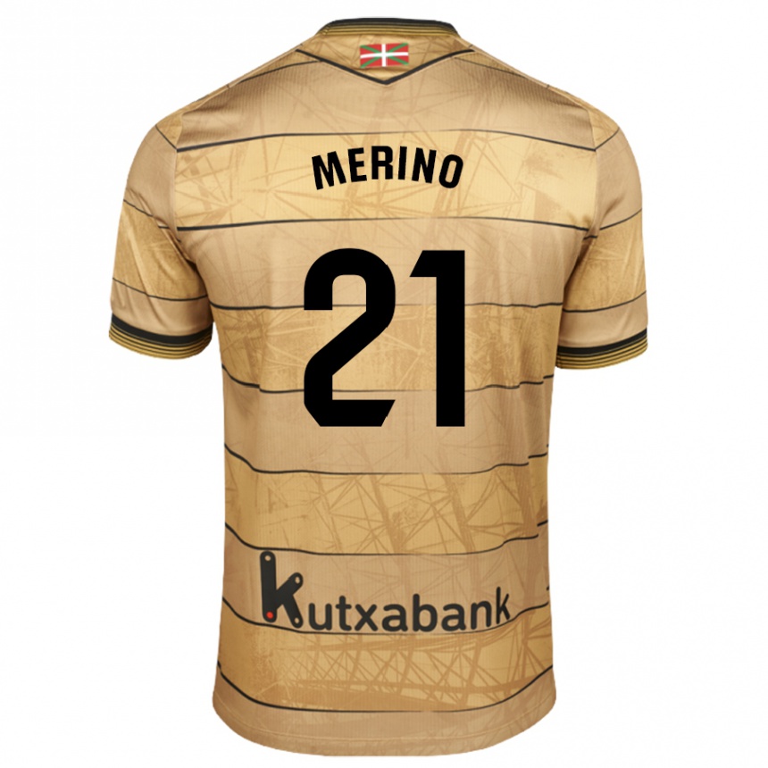 Niño Fútbol Camiseta Jon Merino #21 Marrón 2ª Equipación 2024/25 Argentina