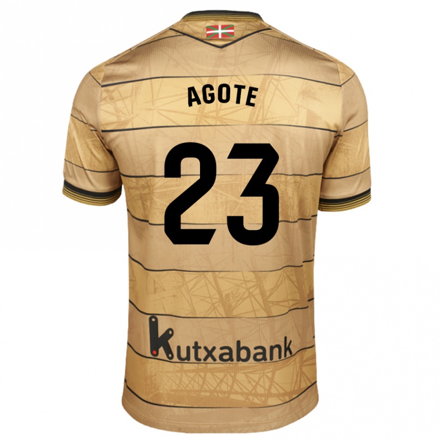 Niño Fútbol Camiseta Unax Agote #23 Marrón 2ª Equipación 2024/25 Argentina