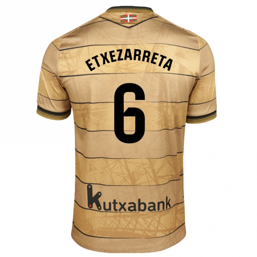 Niño Fútbol Camiseta Ane Etxezarreta Aierbe #6 Marrón 2ª Equipación 2024/25 Argentina