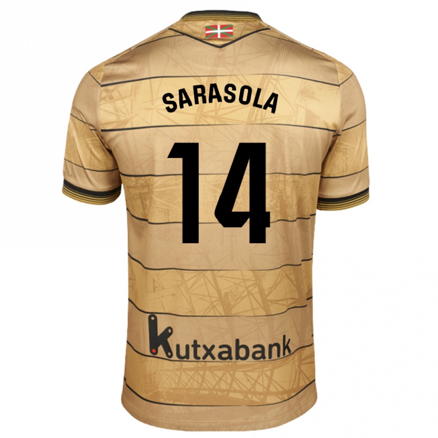 Niño Fútbol Camiseta Izarne Sarasola Beain #14 Marrón 2ª Equipación 2024/25 Argentina