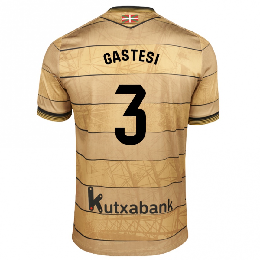 Niño Fútbol Camiseta Gorka Gastesi #3 Marrón 2ª Equipación 2024/25 Argentina