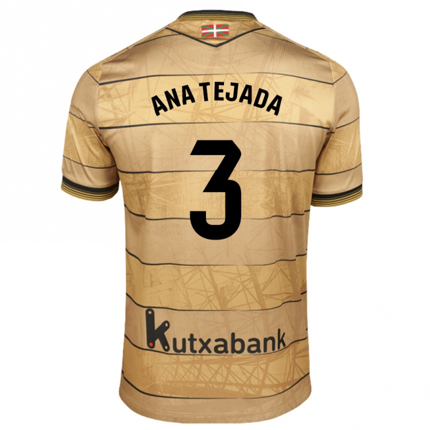 Niño Fútbol Camiseta Ana Tejada Jiménez #3 Marrón 2ª Equipación 2024/25 Argentina