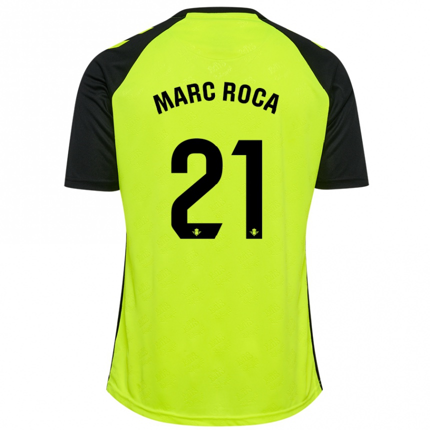 Niño Fútbol Camiseta Marc Roca #21 Amarillo Fluorescente Negro 2ª Equipación 2024/25 Argentina