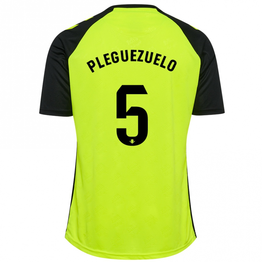 Niño Fútbol Camiseta Xavi Pleguezuelo #5 Amarillo Fluorescente Negro 2ª Equipación 2024/25 Argentina