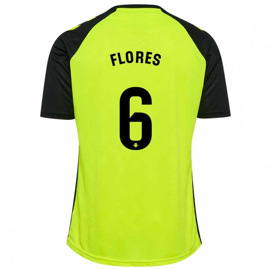 Niño Fútbol Camiseta Mateo Flores #6 Amarillo Fluorescente Negro 2ª Equipación 2024/25 Argentina