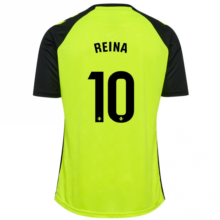 Niño Fútbol Camiseta Carlos Reina #10 Amarillo Fluorescente Negro 2ª Equipación 2024/25 Argentina