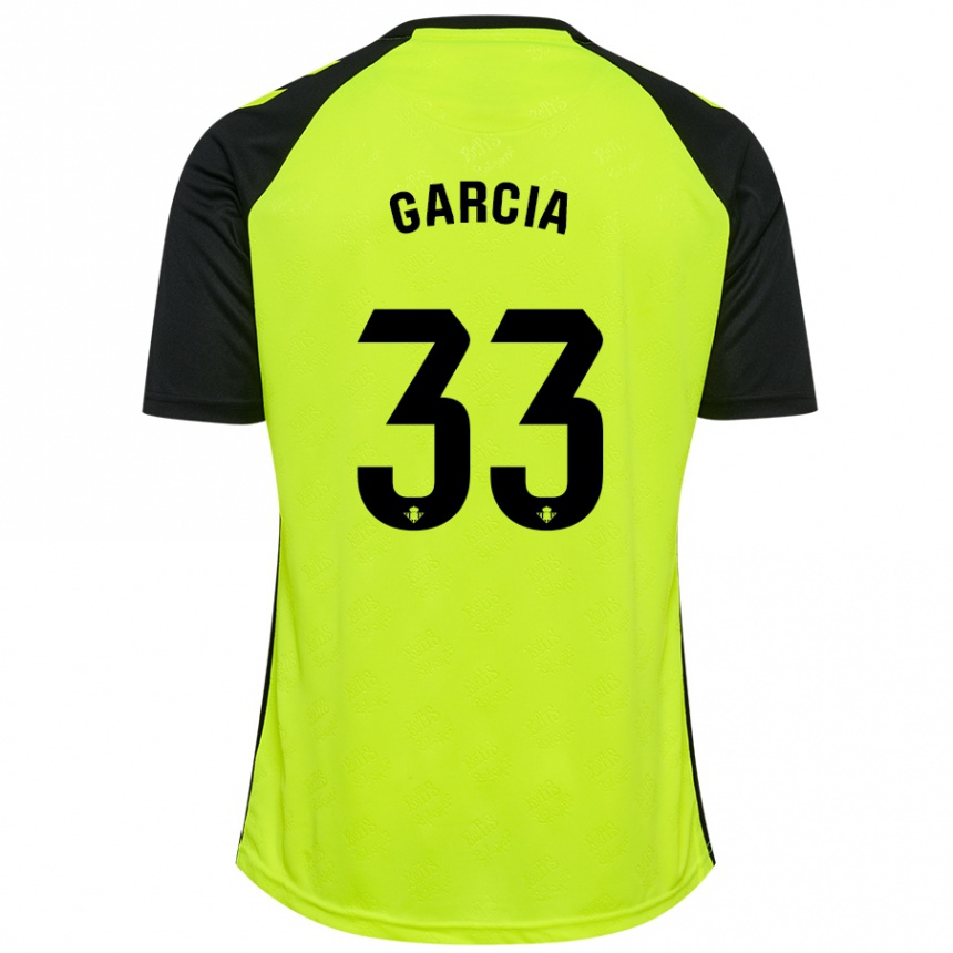 Niño Fútbol Camiseta Pablo García #33 Amarillo Fluorescente Negro 2ª Equipación 2024/25 Argentina