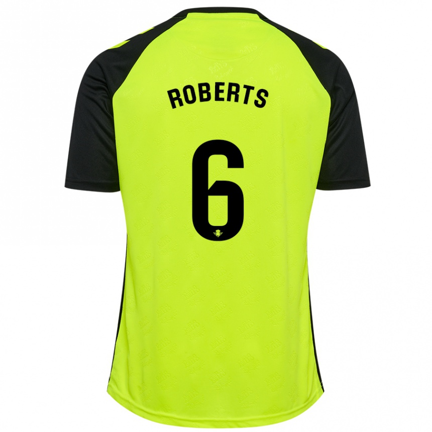 Niño Fútbol Camiseta Rhiannon Roberts #6 Amarillo Fluorescente Negro 2ª Equipación 2024/25 Argentina