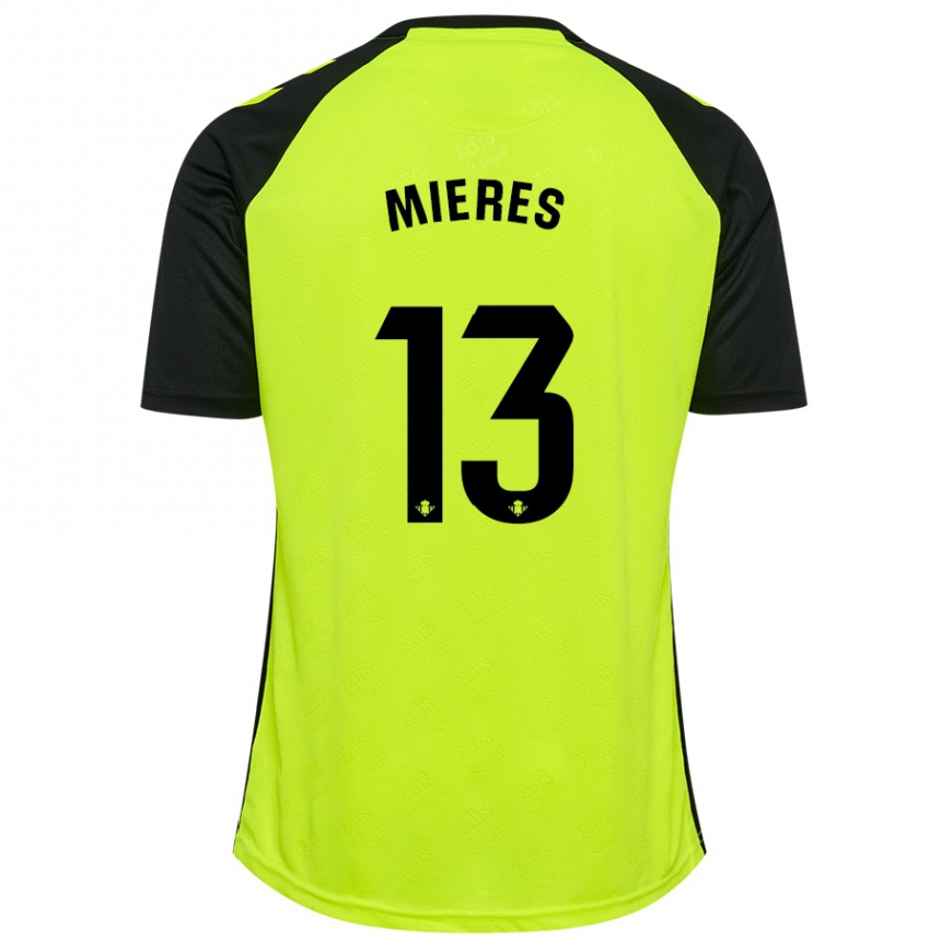 Niño Fútbol Camiseta Malena Mieres García #13 Amarillo Fluorescente Negro 2ª Equipación 2024/25 Argentina