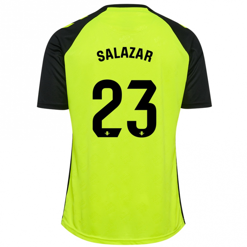 Niño Fútbol Camiseta Noelia Salazar #23 Amarillo Fluorescente Negro 2ª Equipación 2024/25 Argentina