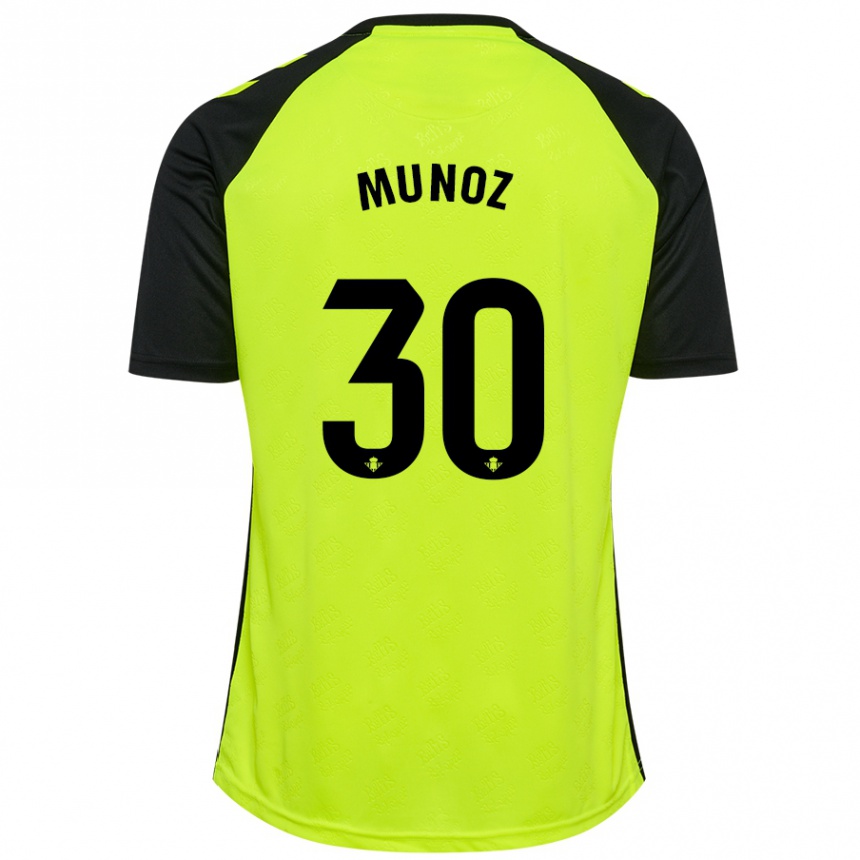 Niño Fútbol Camiseta Blanca Muñoz #30 Amarillo Fluorescente Negro 2ª Equipación 2024/25 Argentina