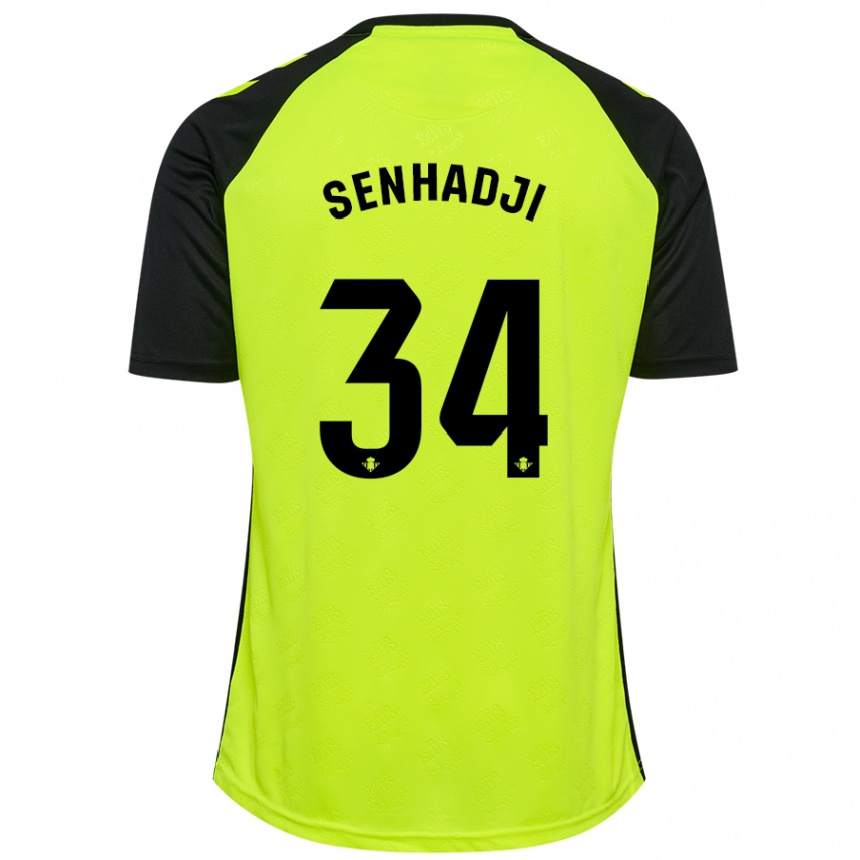 Niño Fútbol Camiseta Yanis Senhadji #34 Amarillo Fluorescente Negro 2ª Equipación 2024/25 Argentina