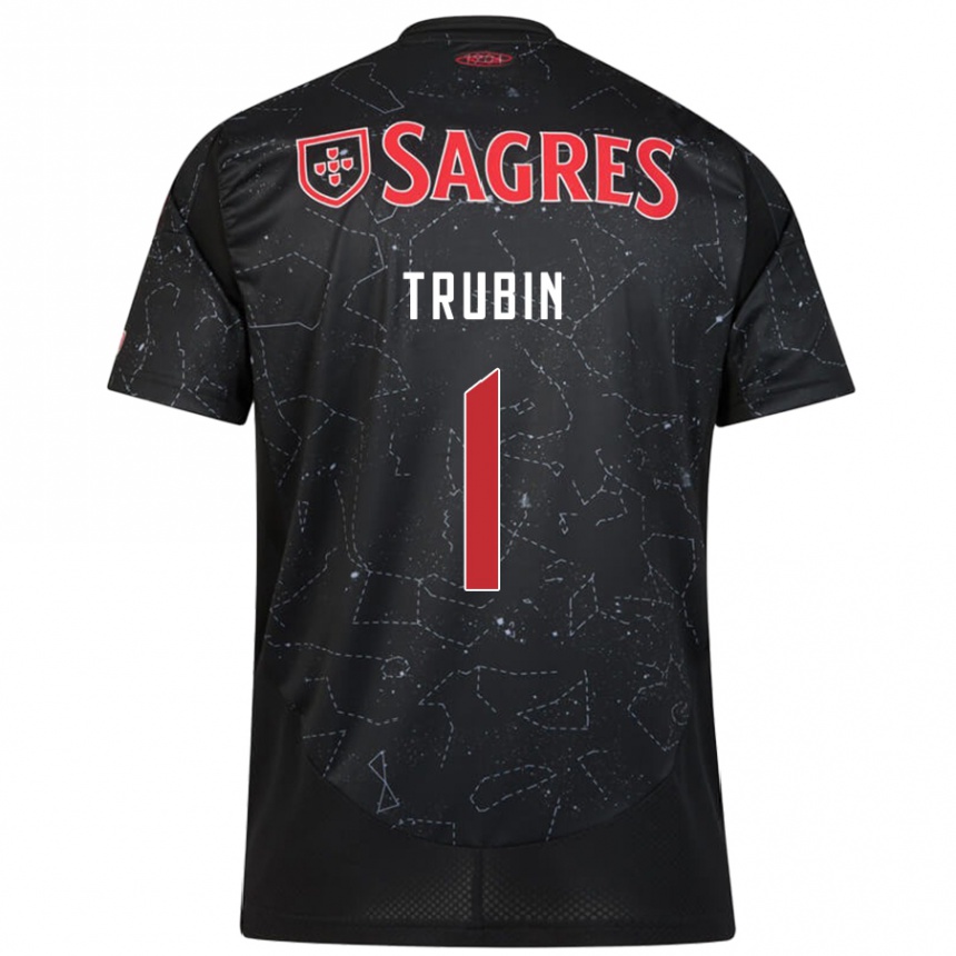 Niño Fútbol Camiseta Anatoliy Trubin #1 Negro Rojo 2ª Equipación 2024/25 Argentina