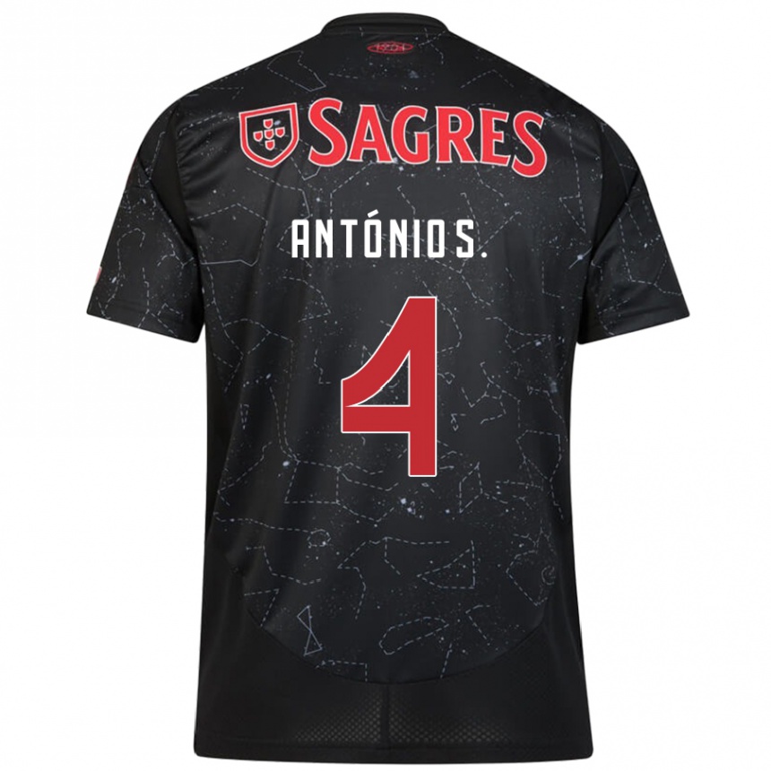 Niño Fútbol Camiseta António Silva #4 Negro Rojo 2ª Equipación 2024/25 Argentina