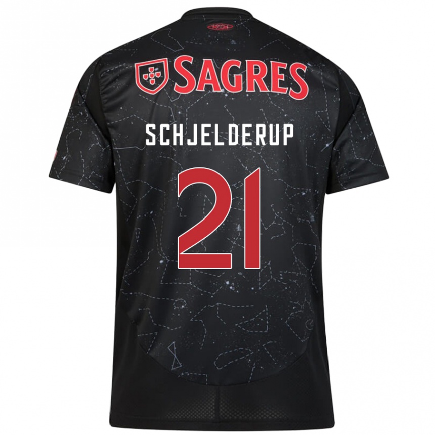 Niño Fútbol Camiseta Andreas Schjelderup #21 Negro Rojo 2ª Equipación 2024/25 Argentina