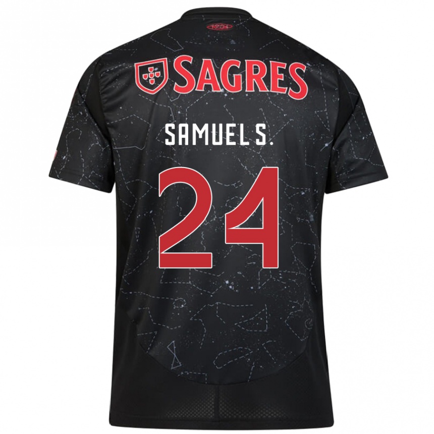 Niño Fútbol Camiseta Samuel Soares #24 Negro Rojo 2ª Equipación 2024/25 Argentina