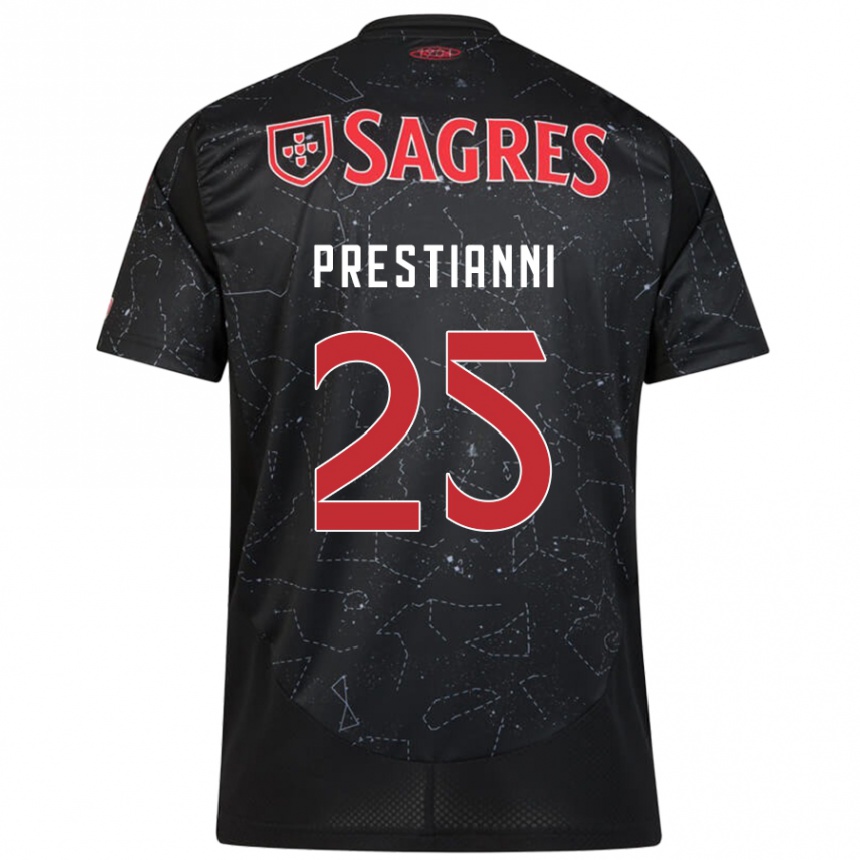 Niño Fútbol Camiseta Gianluca Prestianni #25 Negro Rojo 2ª Equipación 2024/25 Argentina