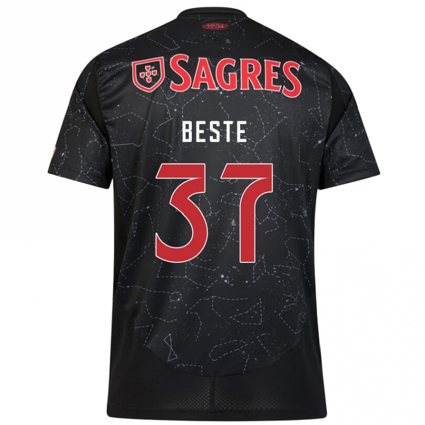 Niño Fútbol Camiseta Jan-Niklas Beste #37 Negro Rojo 2ª Equipación 2024/25 Argentina