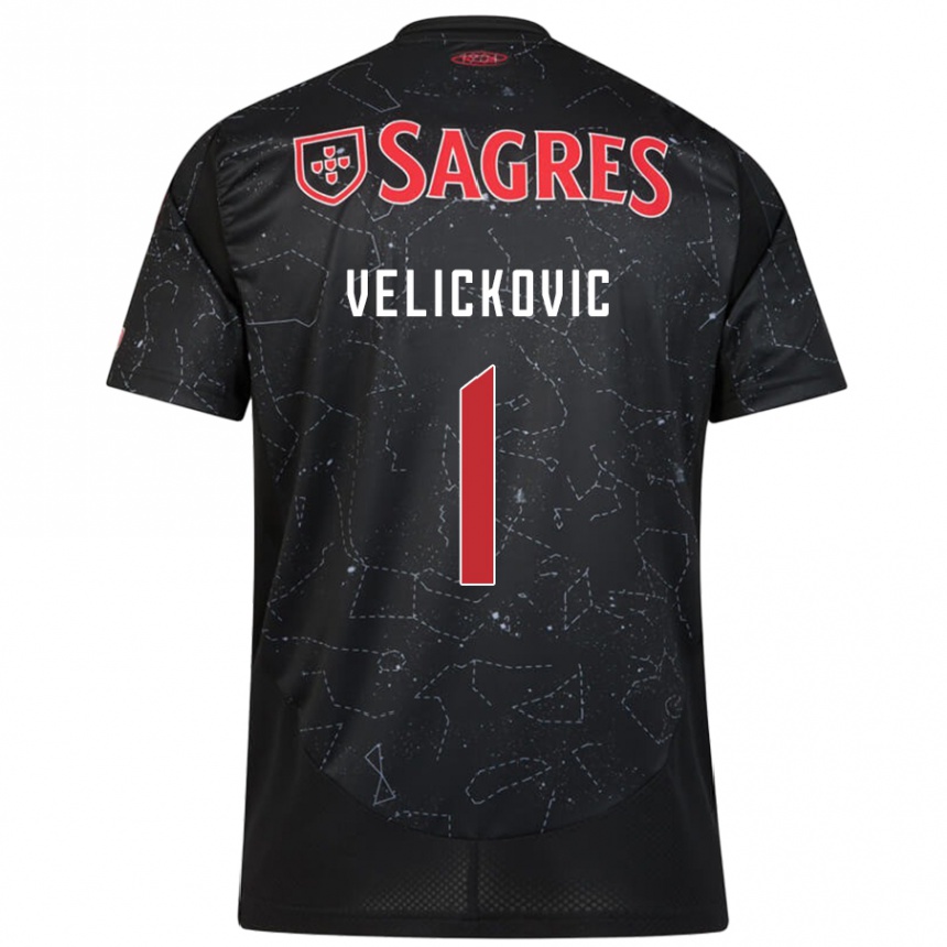 Niño Fútbol Camiseta Luka Velickovic #1 Negro Rojo 2ª Equipación 2024/25 Argentina