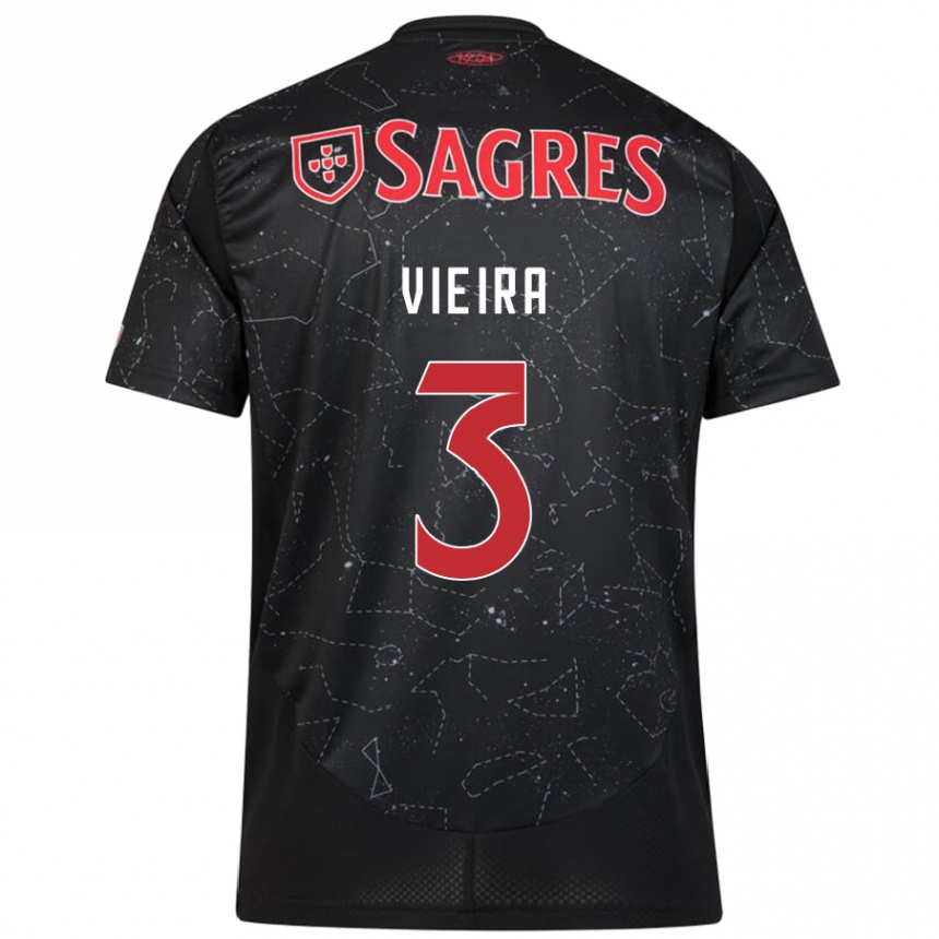 Niño Fútbol Camiseta Miguel Vieira #3 Negro Rojo 2ª Equipación 2024/25 Argentina