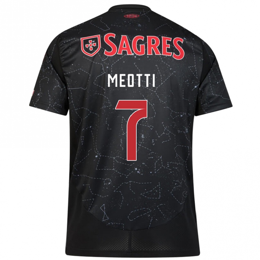 Niño Fútbol Camiseta Carlos Meotti #7 Negro Rojo 2ª Equipación 2024/25 Argentina