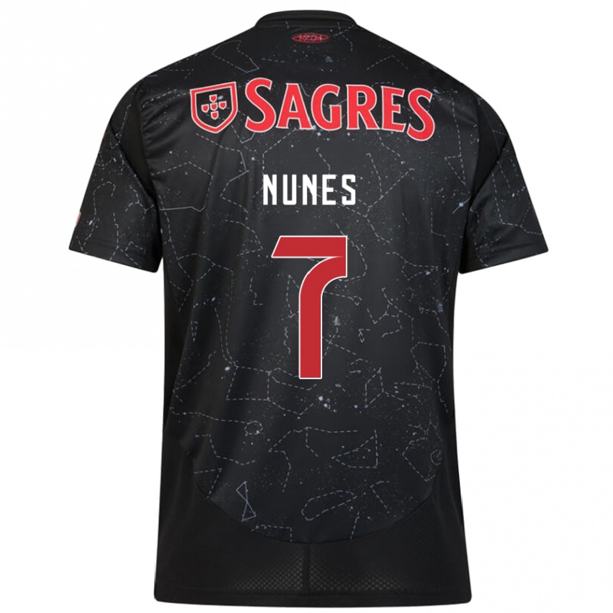 Niño Fútbol Camiseta Bernardo Nunes #7 Negro Rojo 2ª Equipación 2024/25 Argentina