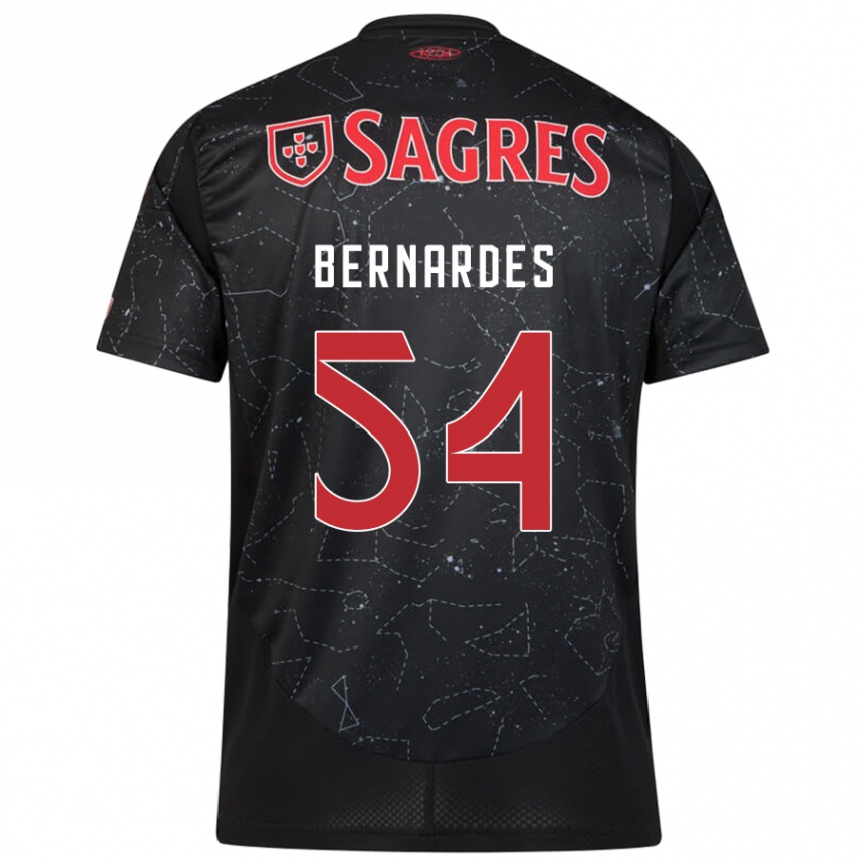 Niño Fútbol Camiseta Bernardes #54 Negro Rojo 2ª Equipación 2024/25 Argentina