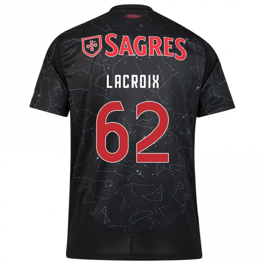 Niño Fútbol Camiseta Lenny Lacroix #62 Negro Rojo 2ª Equipación 2024/25 Argentina