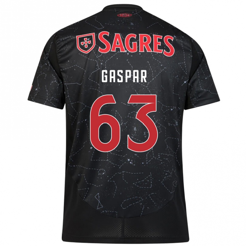 Niño Fútbol Camiseta Guilherme Gaspar #63 Negro Rojo 2ª Equipación 2024/25 Argentina