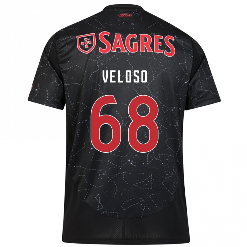 Niño Fútbol Camiseta João Veloso #68 Negro Rojo 2ª Equipación 2024/25 Argentina